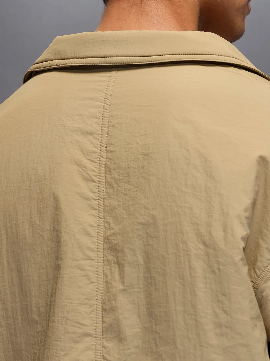 Men's Oversized blazer Style Nylon Jacket  |  Khaki - Image 4