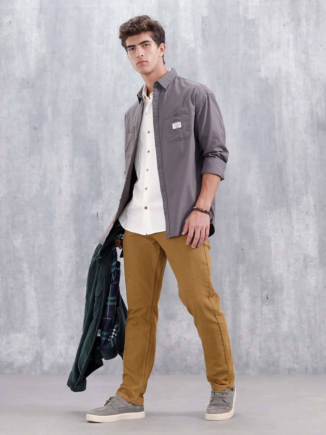 Men's Oversized Double Pocket Casual Shirt | Grey - Image 2