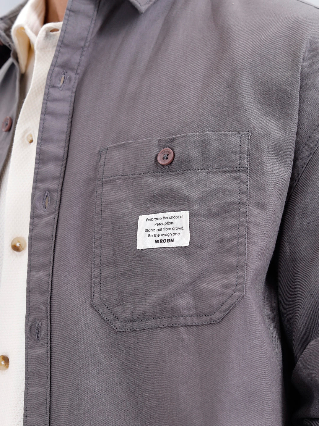 Men's Oversized Double Pocket Casual Shirt | Grey - Image 5