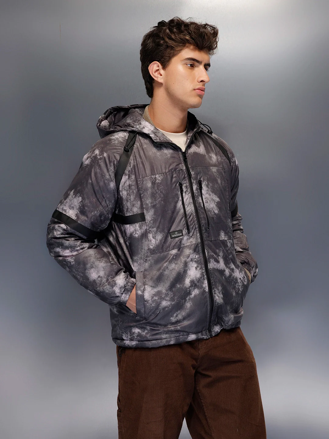 Men's Oversized Fit Puffer Jacaket   |  Black - Image 3