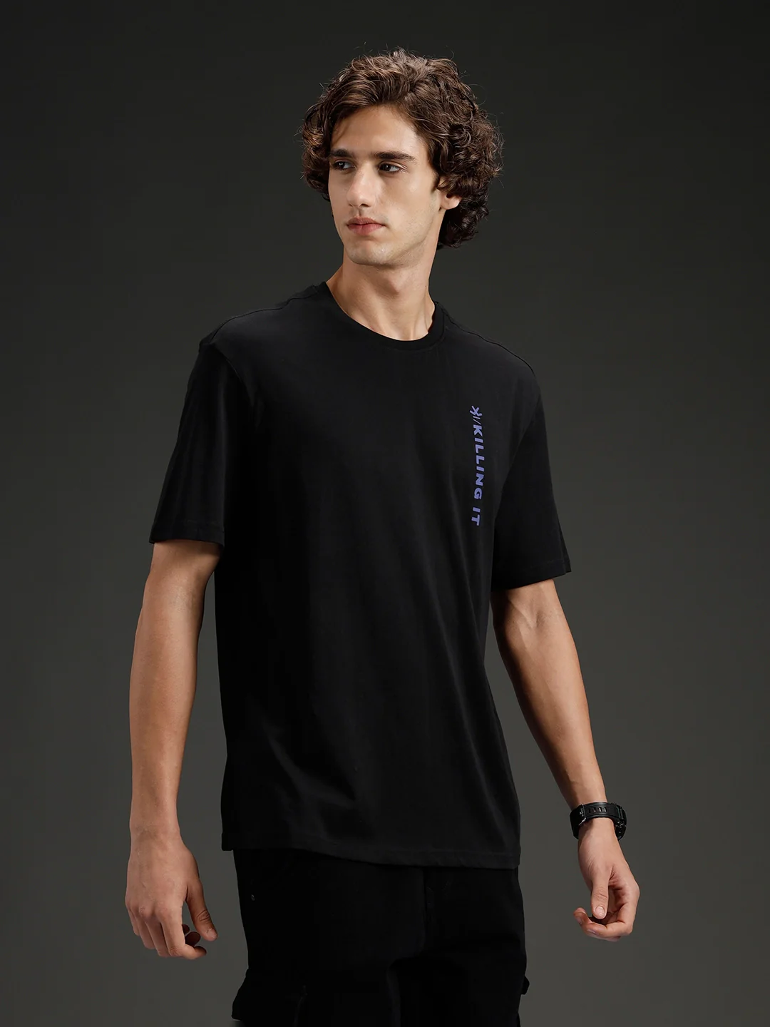 Men's Oversized Graphic Print T-shirt | Black - Image 4