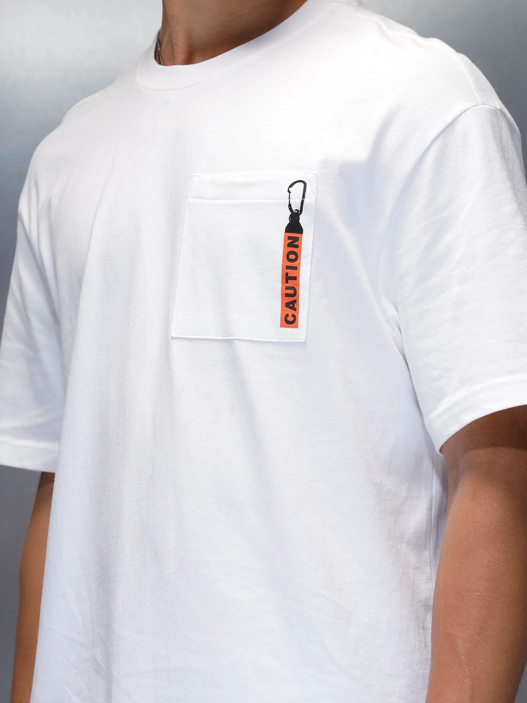 Men's Oversized Pocket Printed Graphic T-shirt | White - Image 5