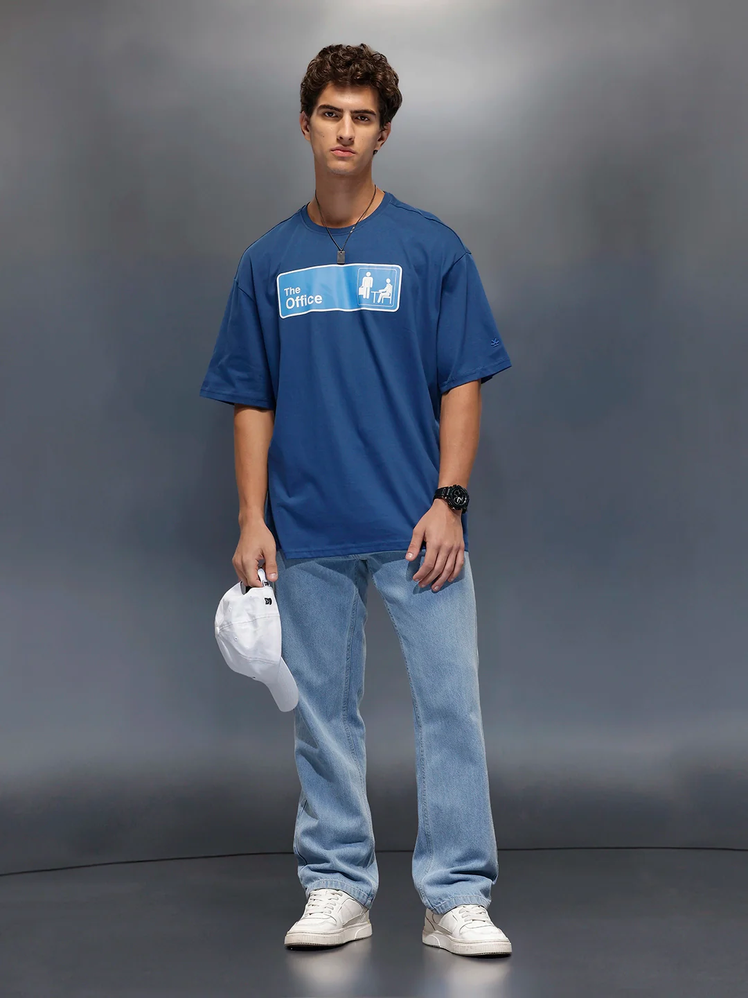 Men's Oversized 'The Office' Inspired Print  |  Navy Blue - Image 2