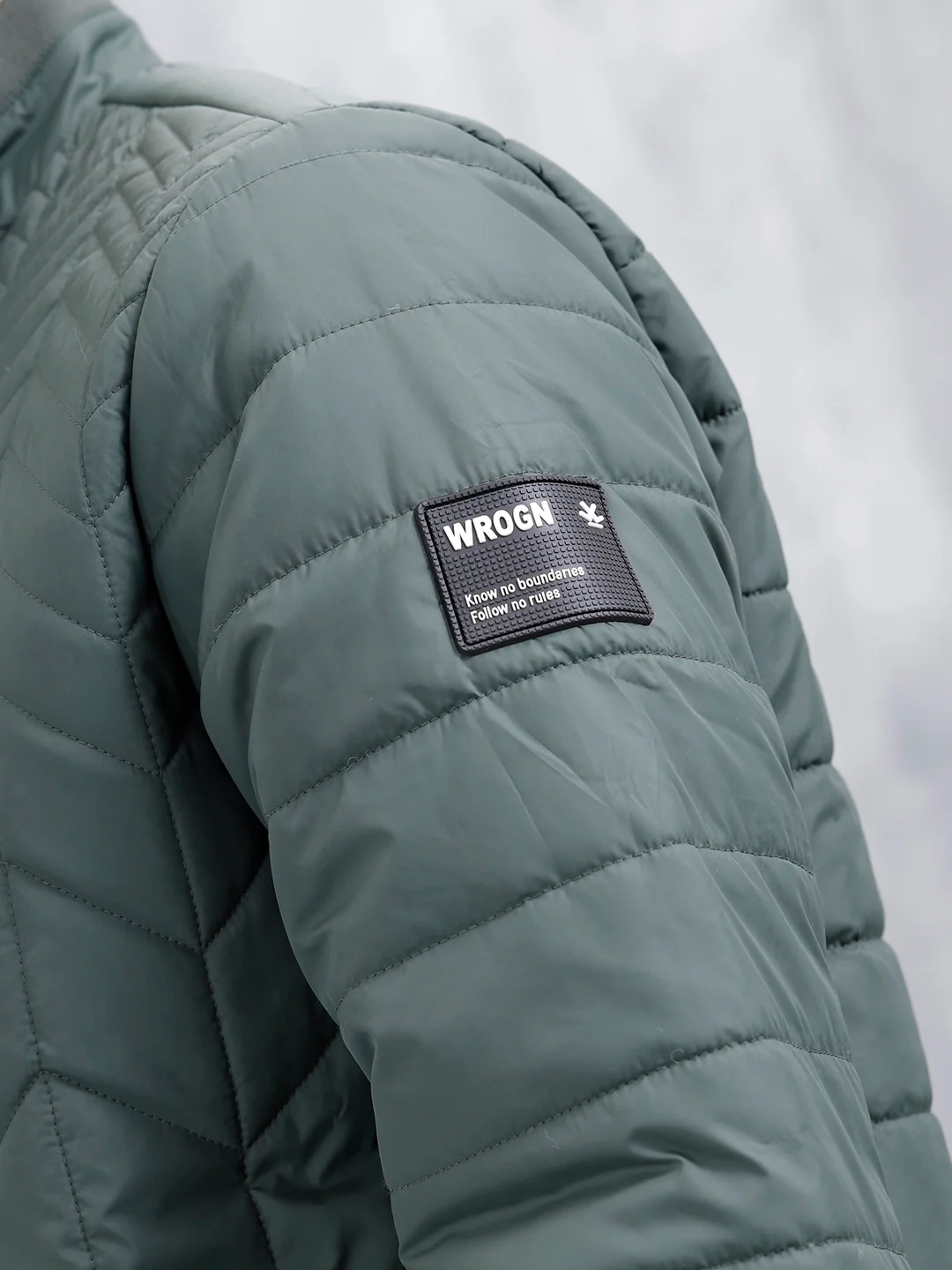 Men's Quilted Zip-Up Puffer Jacket | Dark Green - Image 5