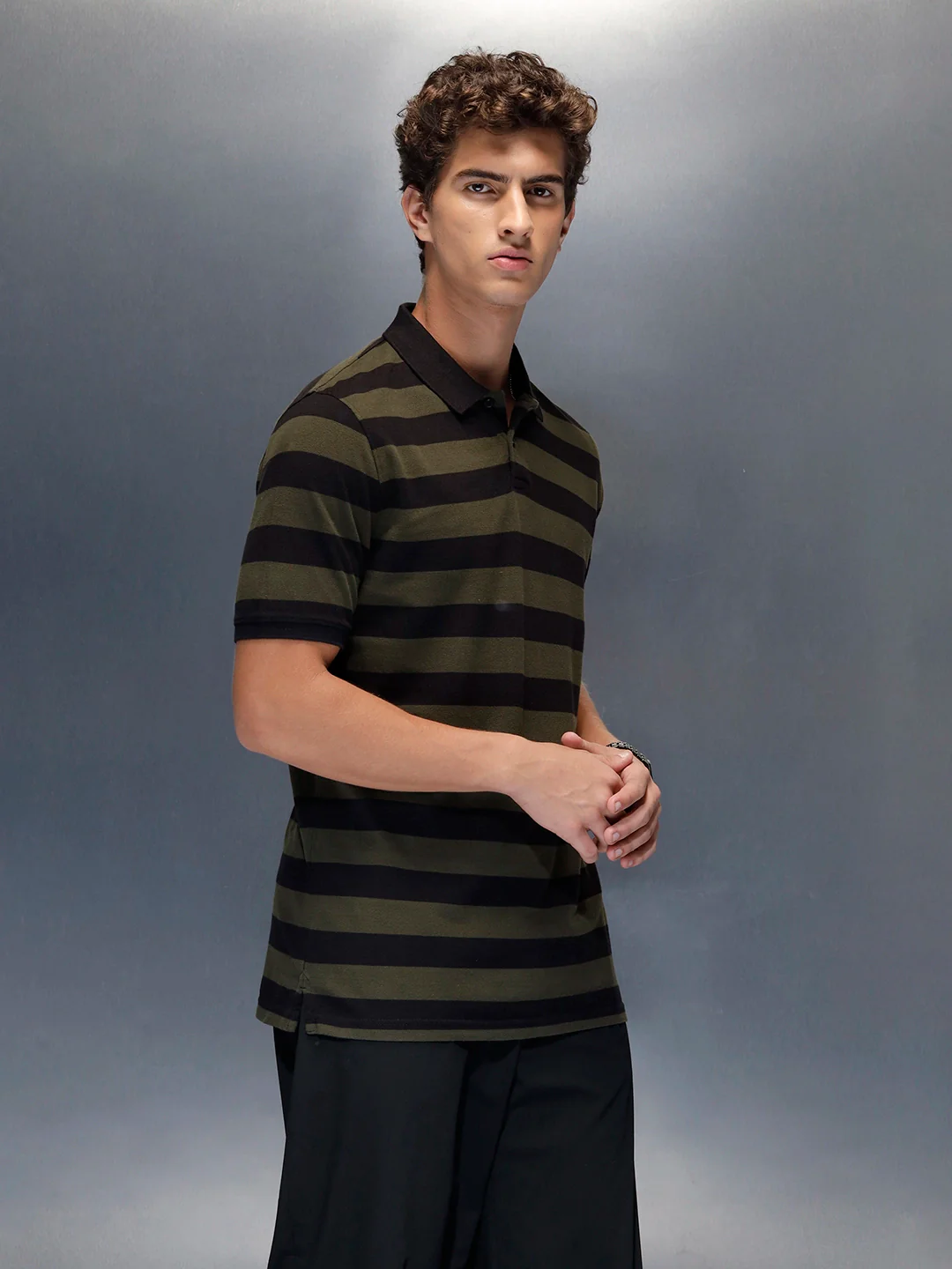 Men's regular fit polo stripes t-shirt  | Maroon - Image 4