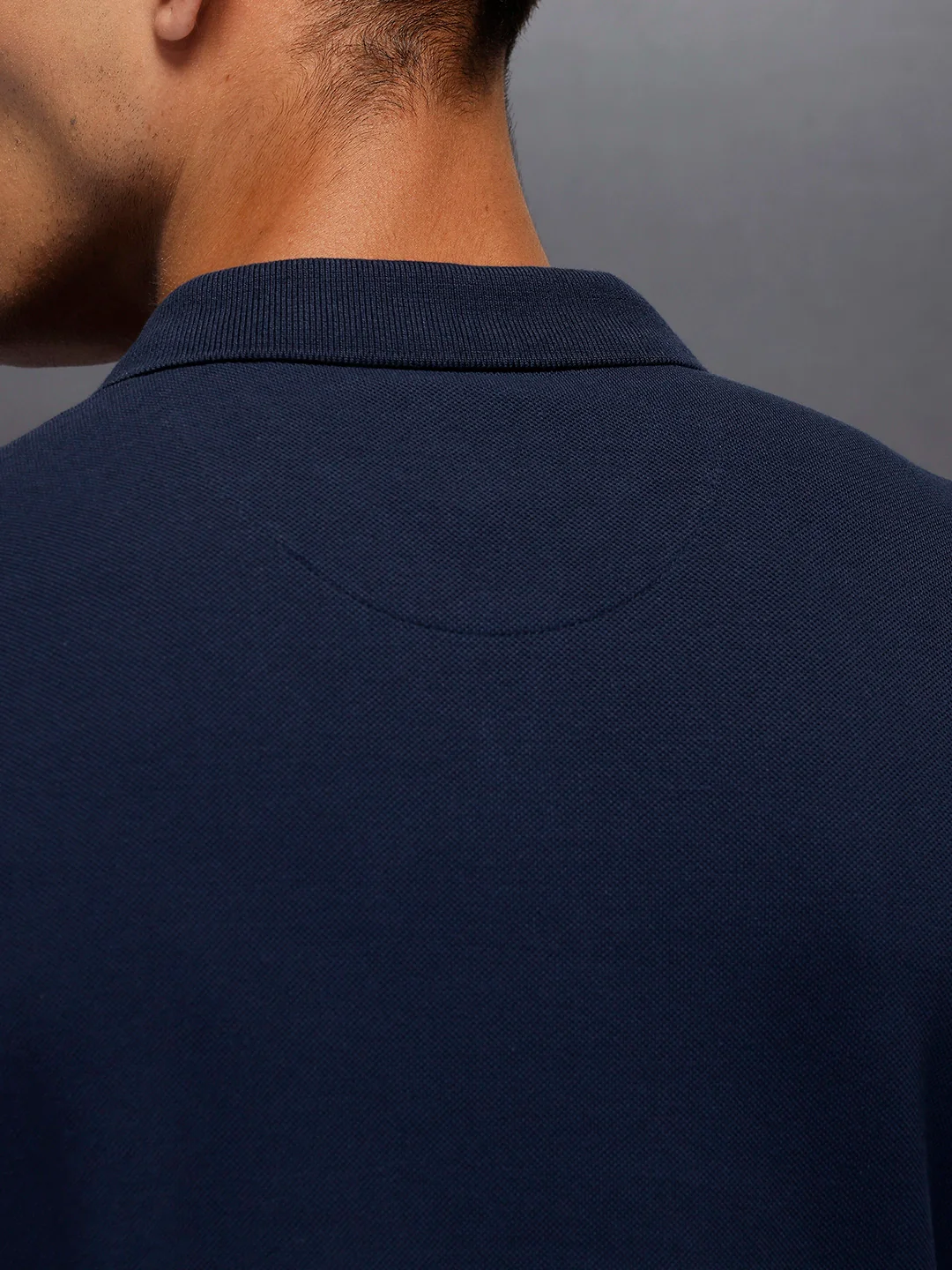 Men's regular fit polo with contrast placket & graphic chest print | Navy Blue - Image 5