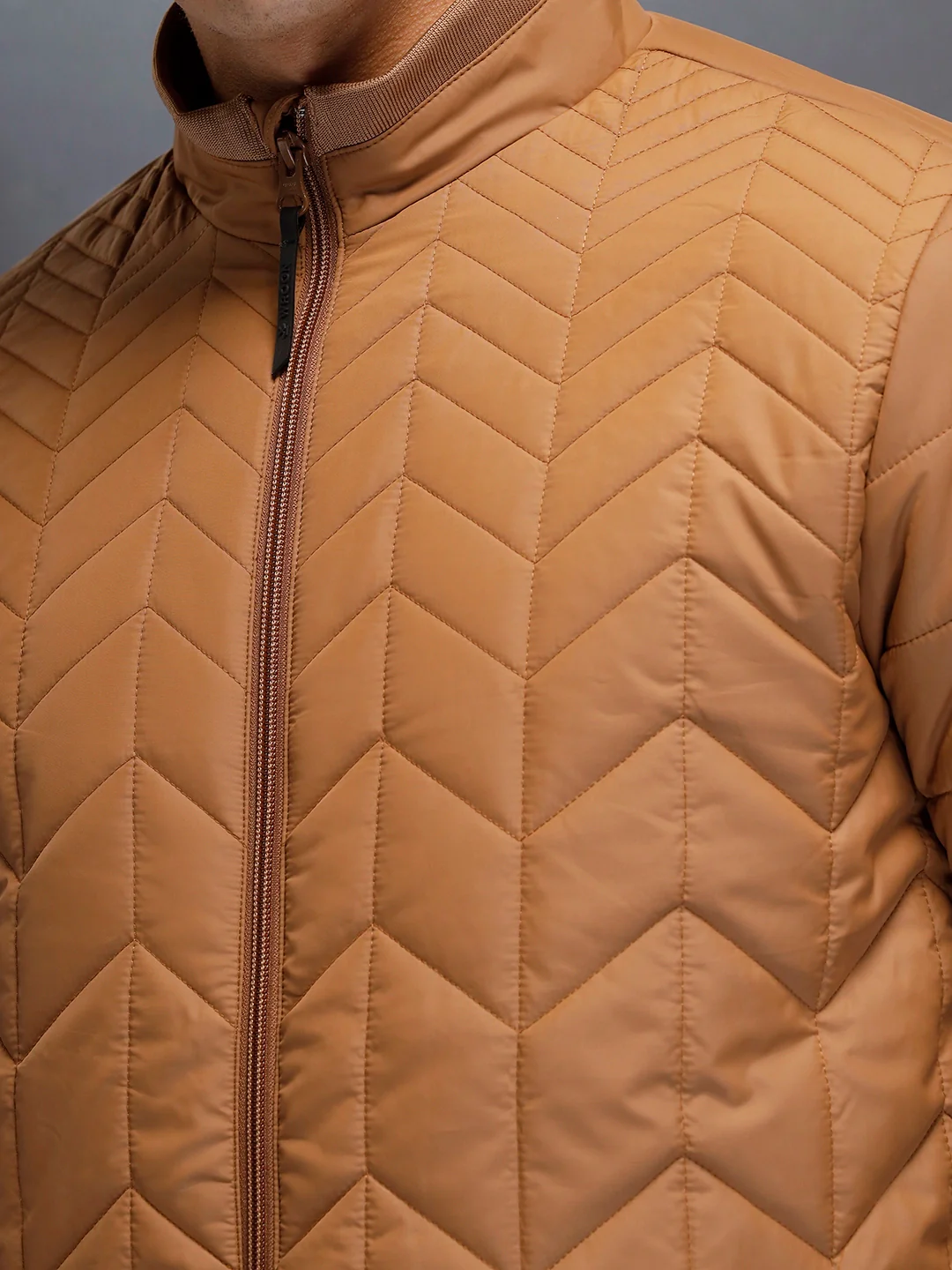 Men's Regular Fit Quilted puffer jacket  | Brown - Image 7