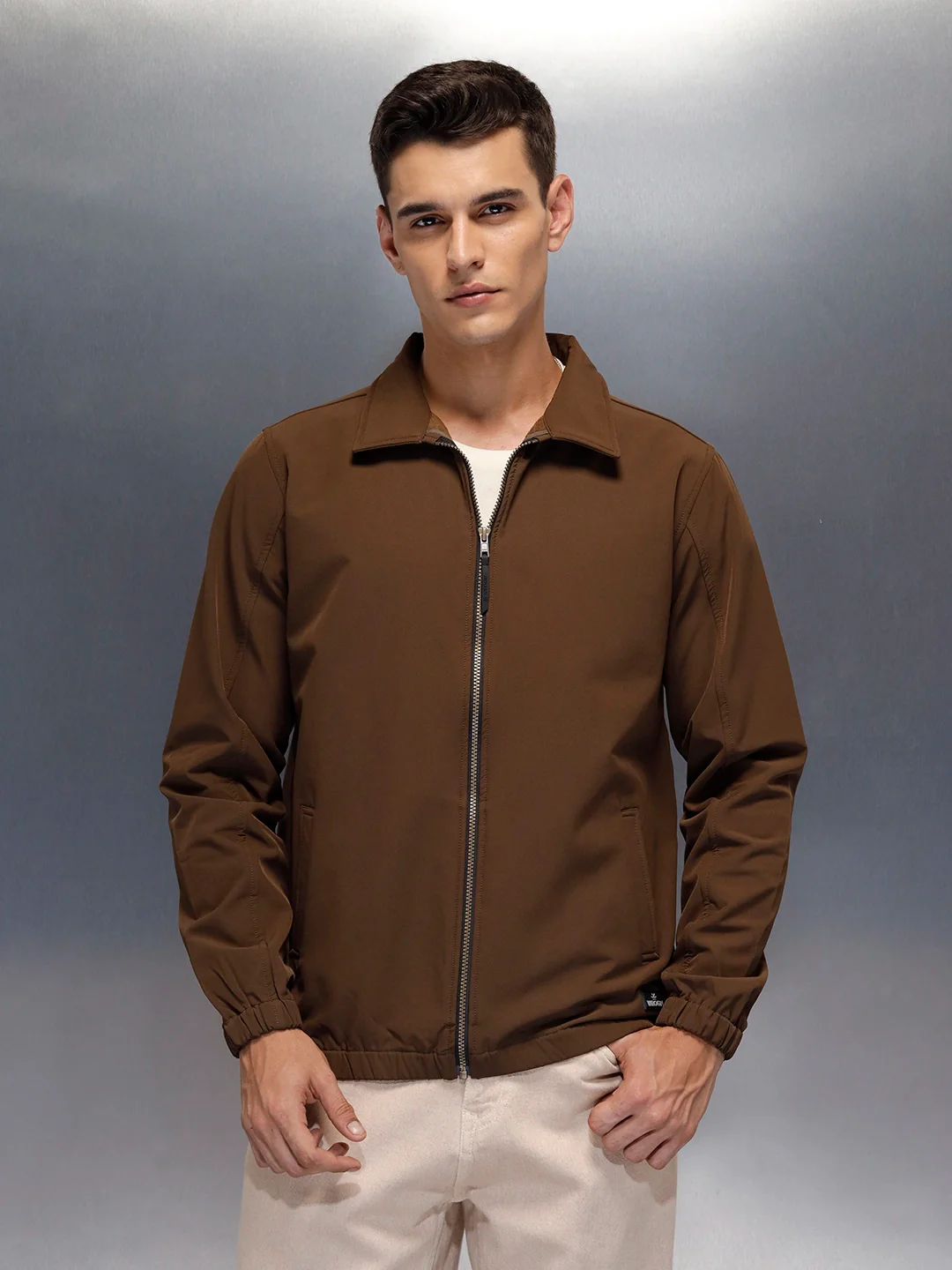 Men's Regular Fit Zip-up Jacket  | Brown - Image 2