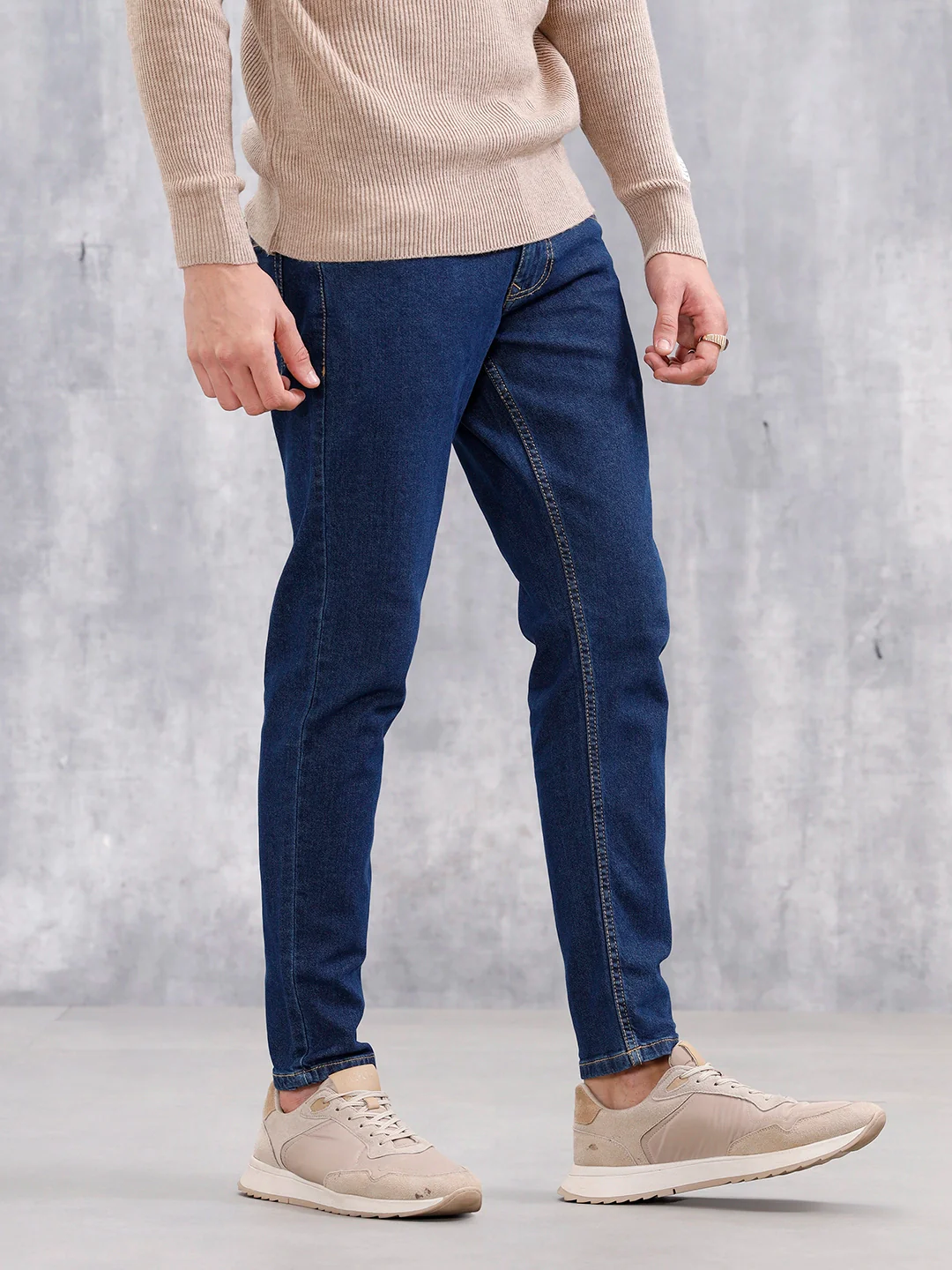 Men's Skinny Crop Casual Jeans | Dark Stone - Image 4