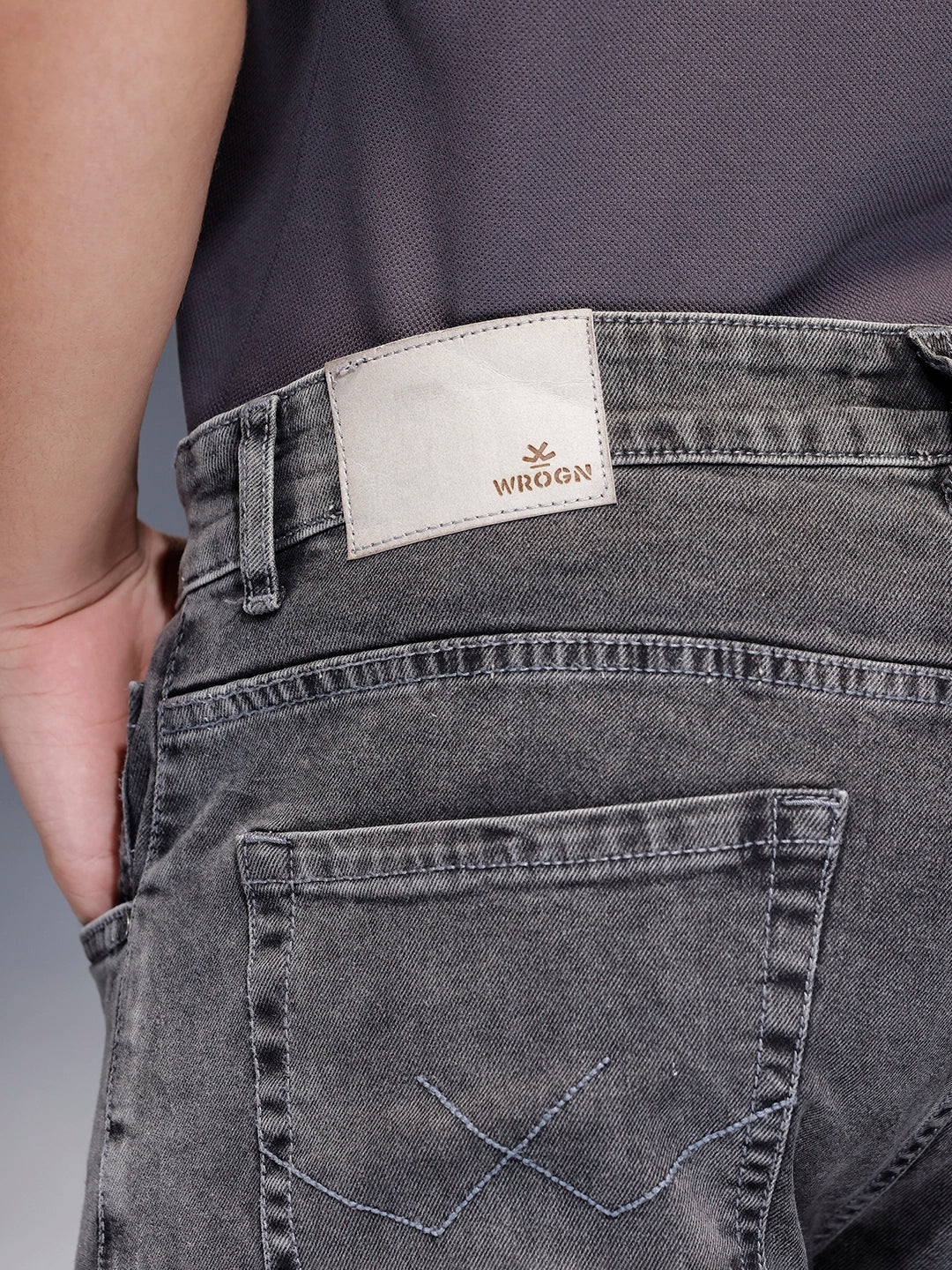 Men's skinny fit stretch jeans | Dark Grey - Image 5