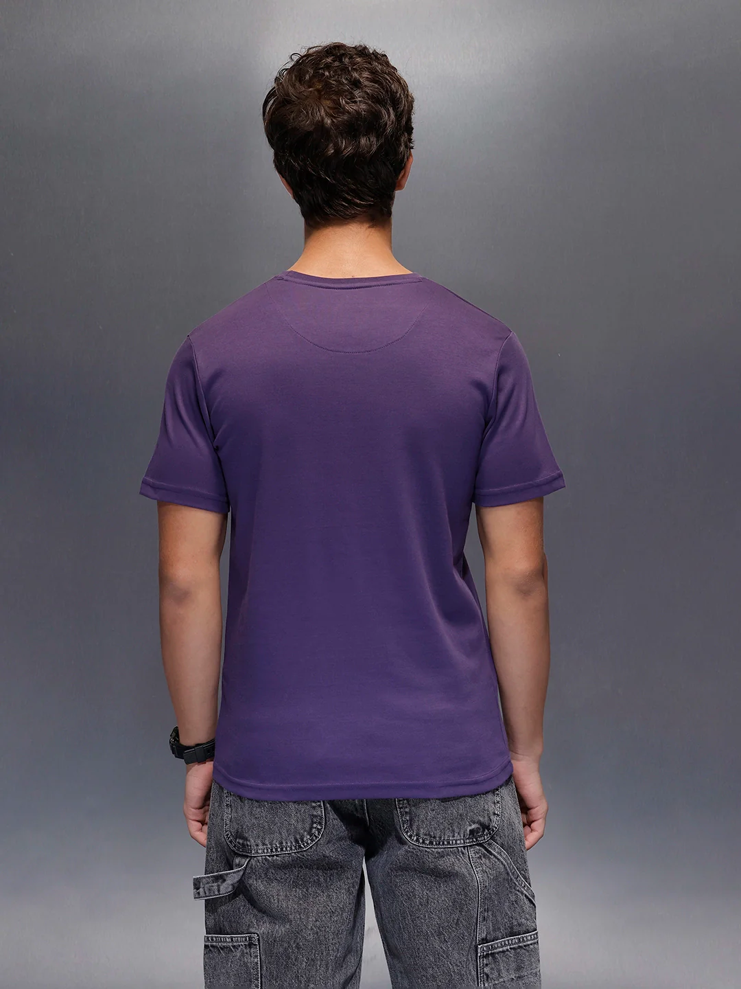 Men's Slim Fit Casual Graphic Tee  |  Purple - Image 3