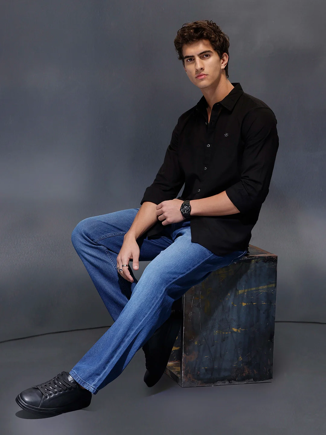 Men's Slim Fit Casual Shirt  |  Black - Image 2