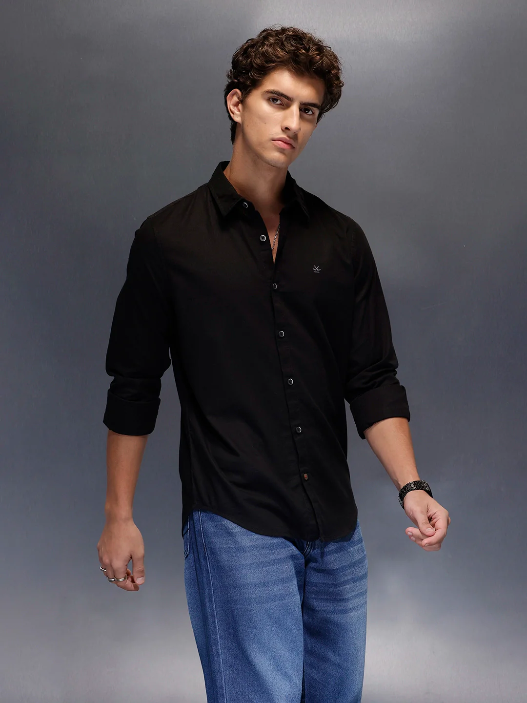 Men's Slim Fit Casual Shirt  |  Black - Image 4