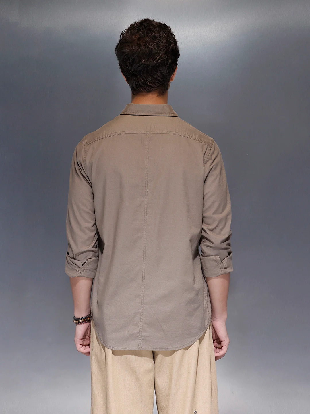 Men's Slim Fit Casual Shirt  |  Dark Grey - Image 3