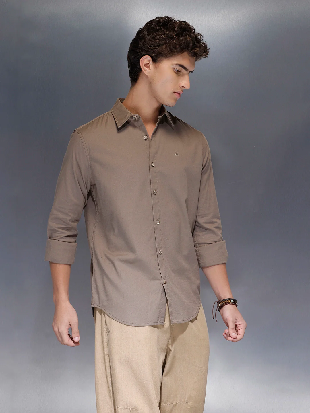 Men's Slim Fit Casual Shirt  |  Dark Grey - Image 4