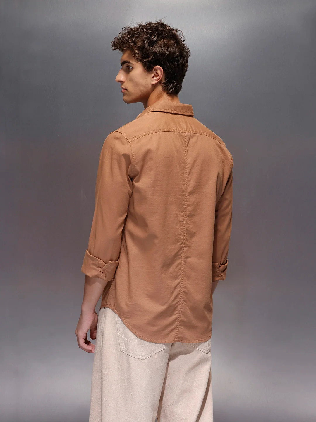 Men's Slim Fit Casual Shirt  |  Rust - Image 3