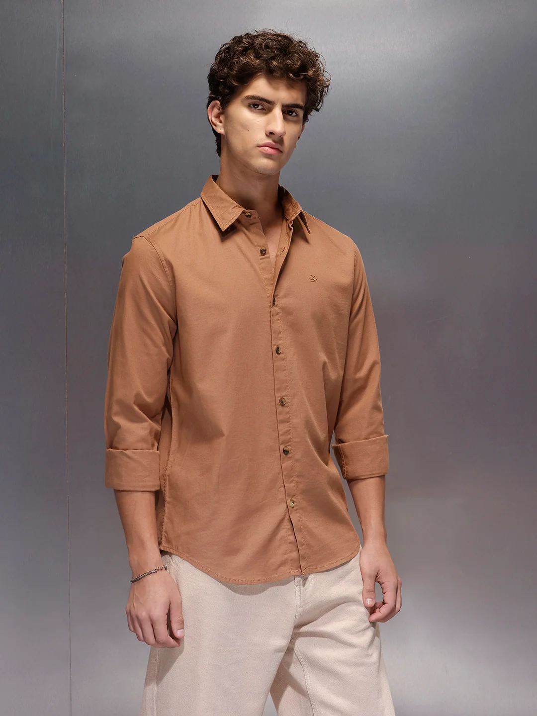 Men's Slim Fit Casual Shirt  |  Rust - Image 4
