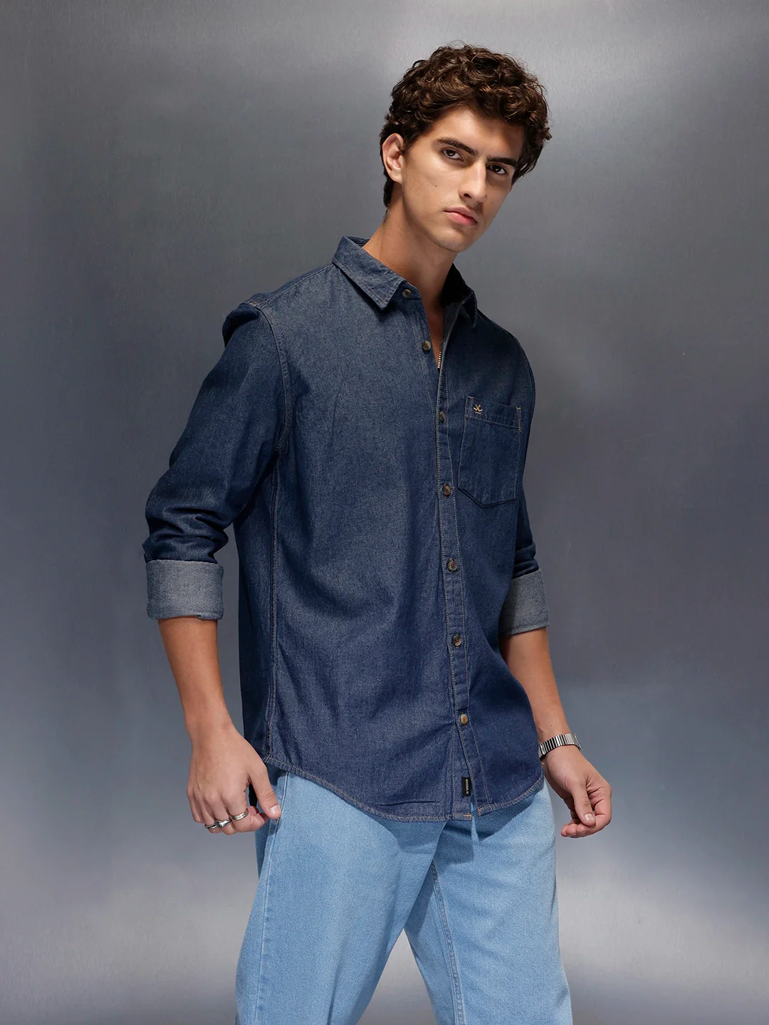 Men's Slim Fit Denim Shirt  |  Blue - Image 3