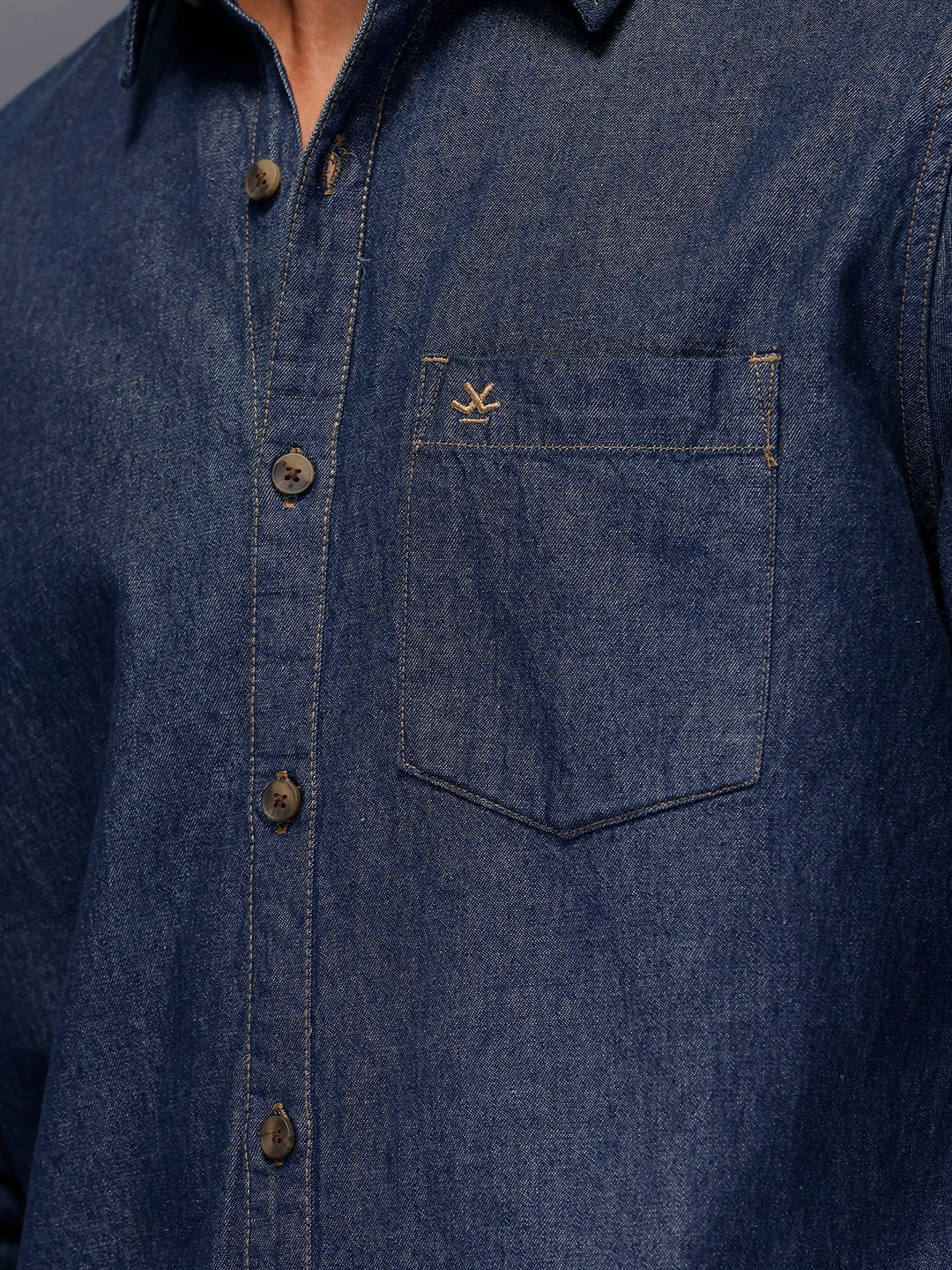 Men's Slim Fit Denim Shirt  |  Blue - Image 5
