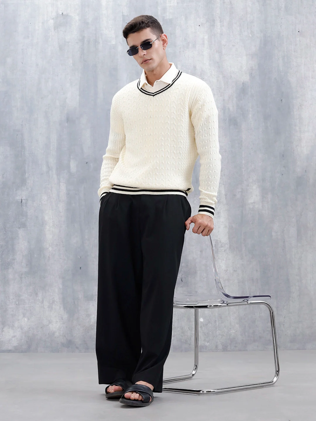 Men's Slim Fit Pullover | White - Image 2