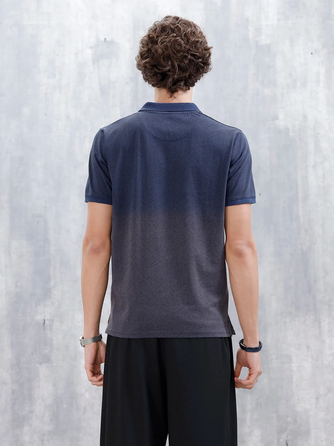 Men's Slim Fit Washed Polo T-Shirt | Dark Blue - Image 3