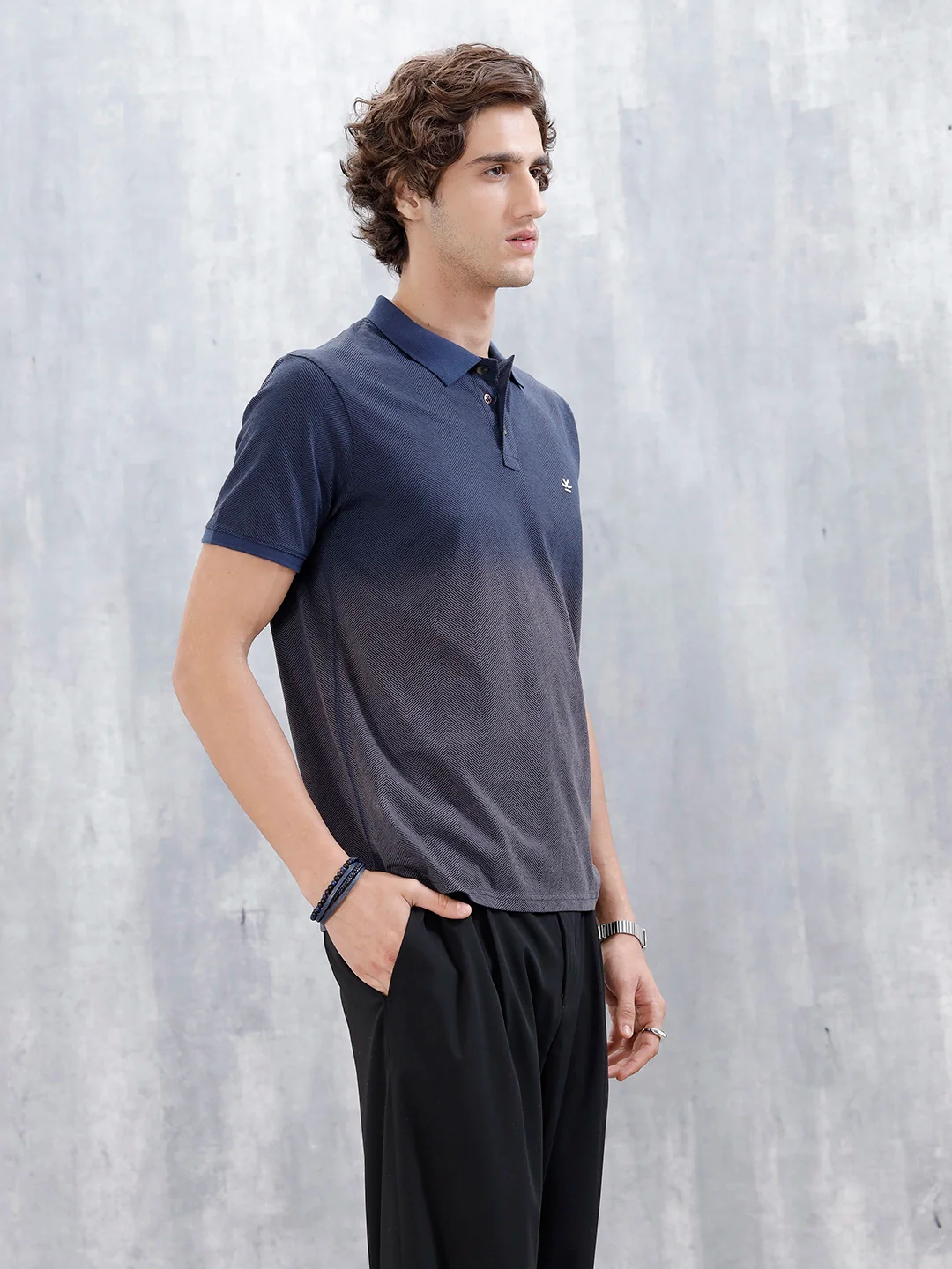 Men's Slim Fit Washed Polo T-Shirt | Dark Blue - Image 4