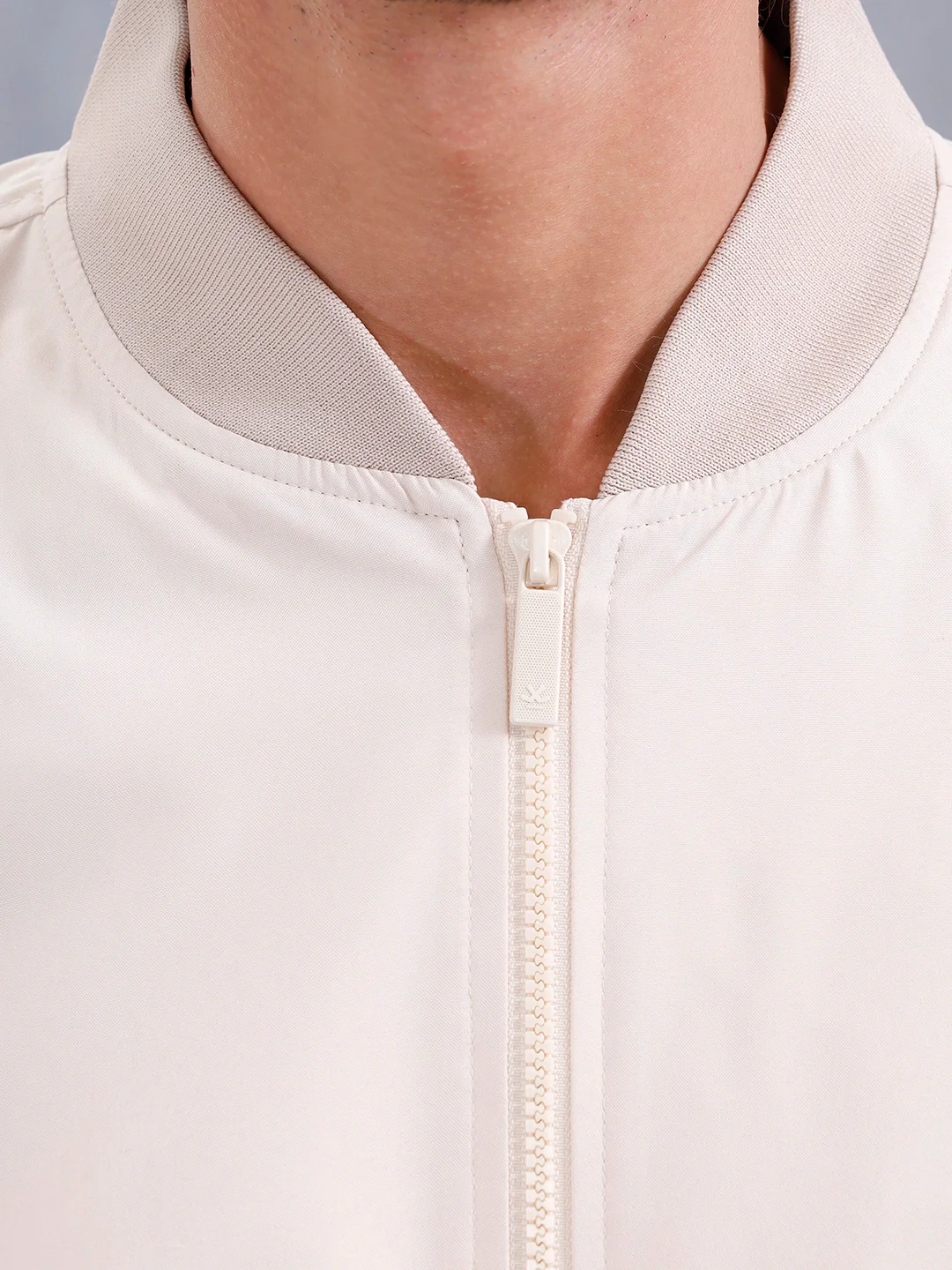 Men'S Solid Casual Bomber Jacket | Beige - Image 4