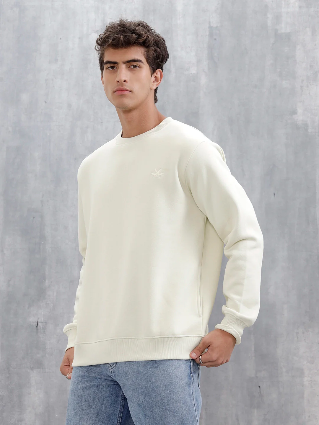 Men's Solid Casual Comfort Fit Sweatshirt | Aloe Wash - Image 11