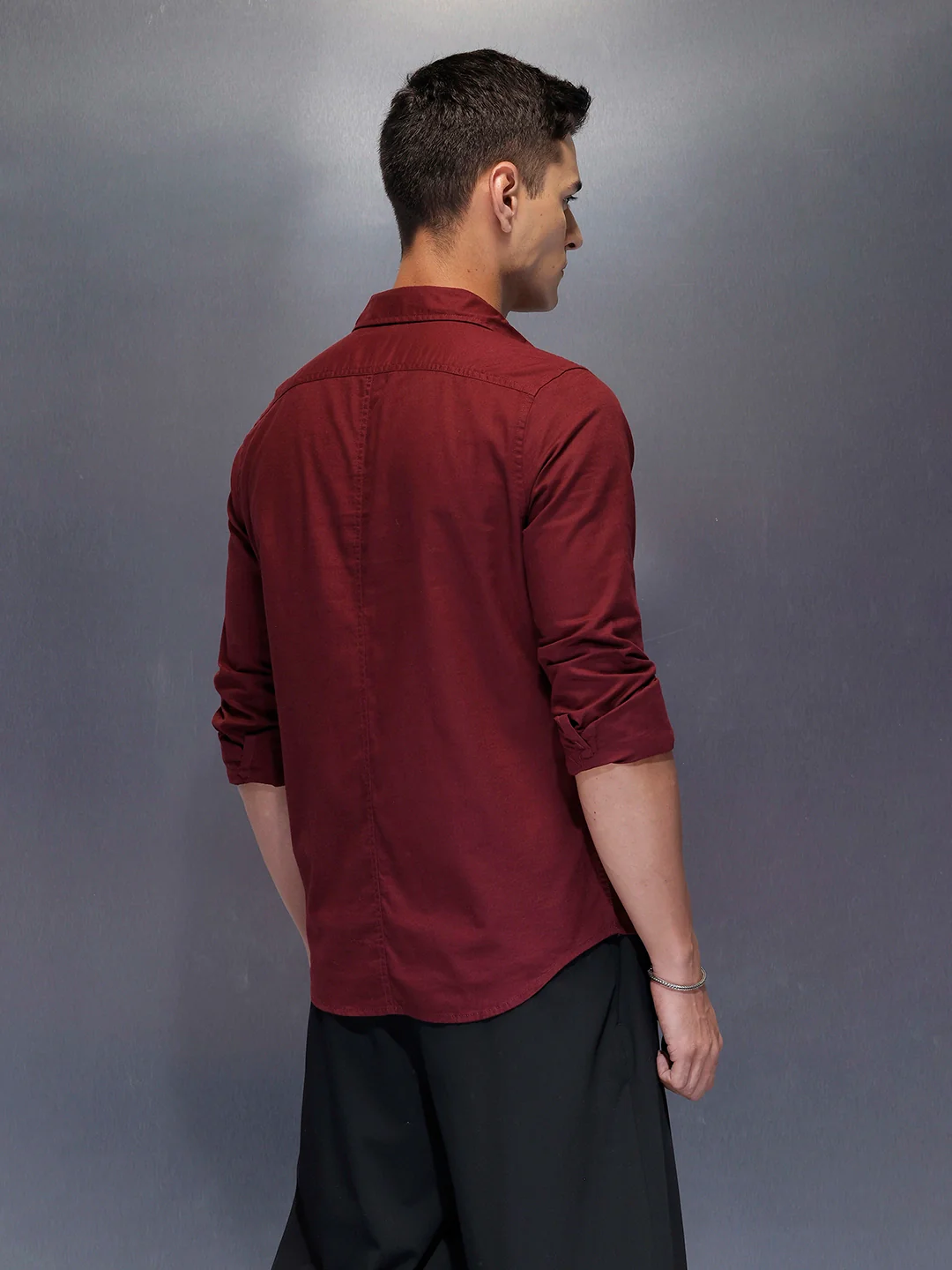 Men's solid shirt with clean tailoring and comfort fit | Wine - Image 3