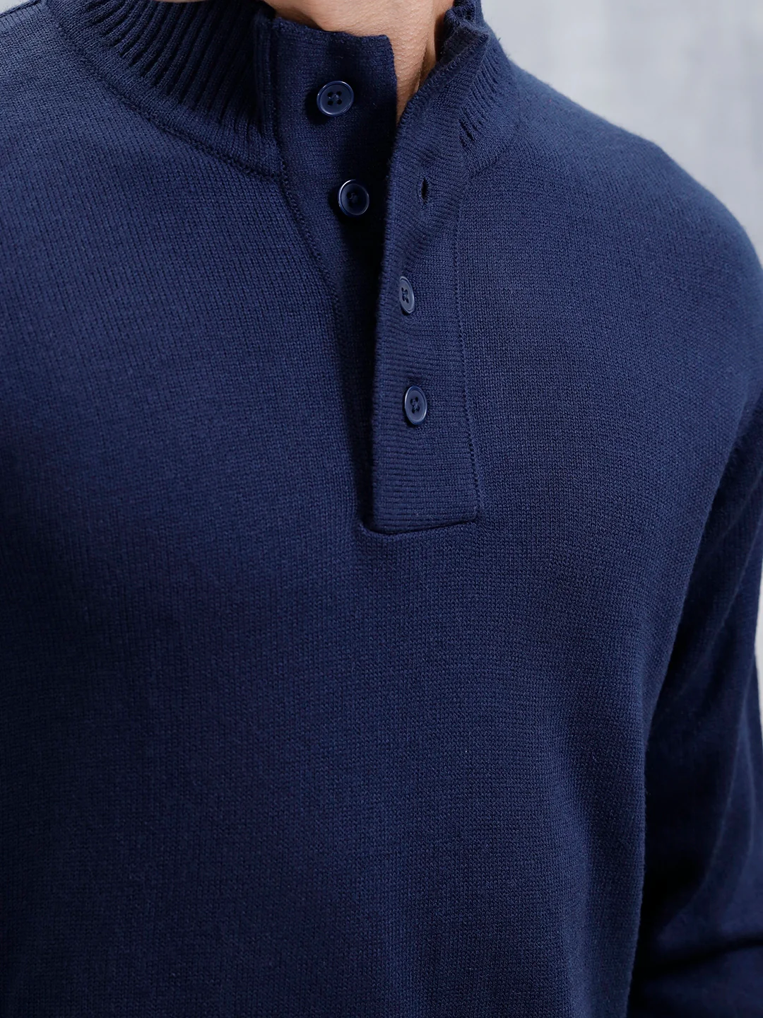 Men's Solid Slim Fit Pullover | Black - Image 5