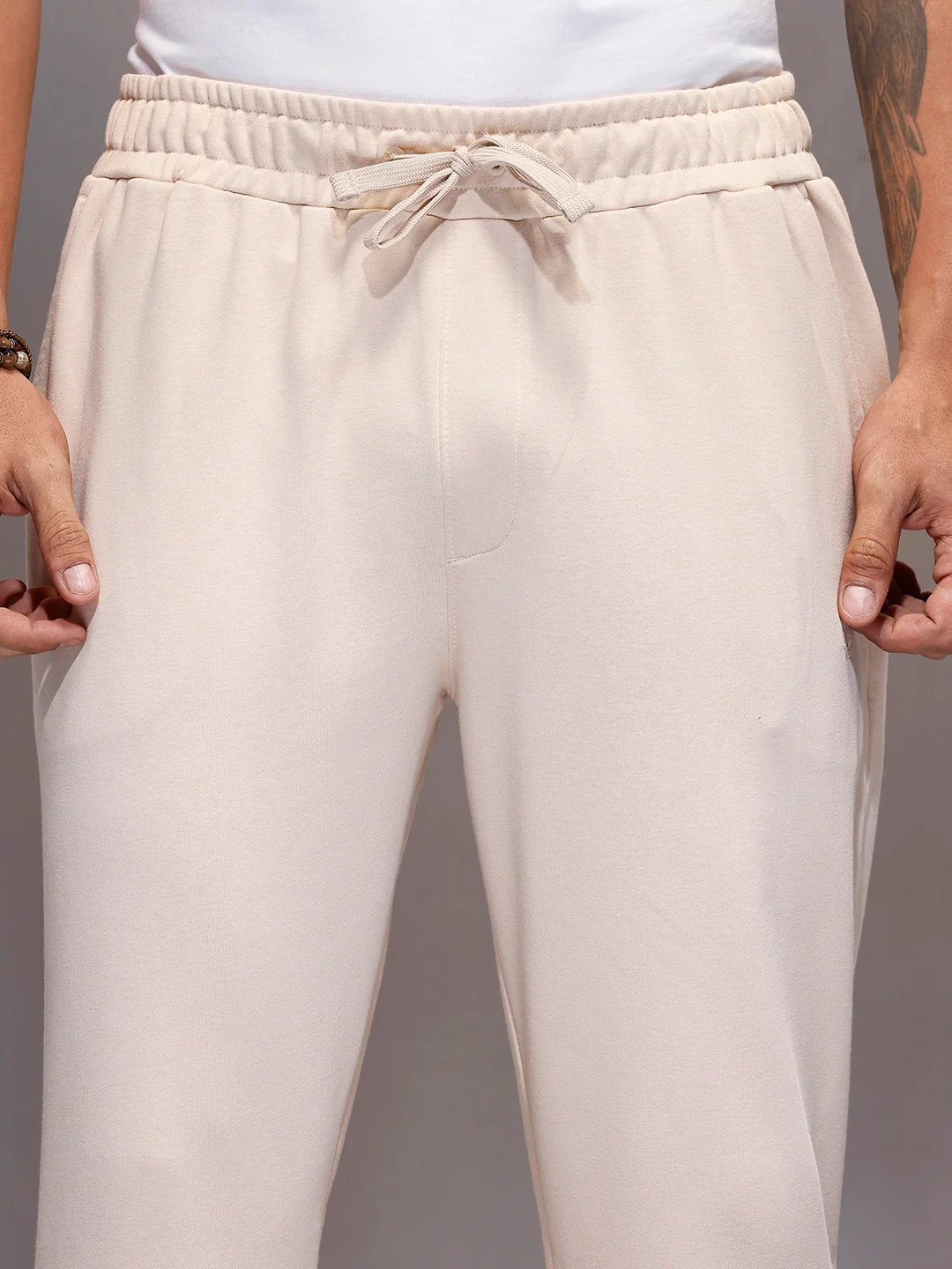 Men's Straight fit Knit Jogger | Beige - Image 4