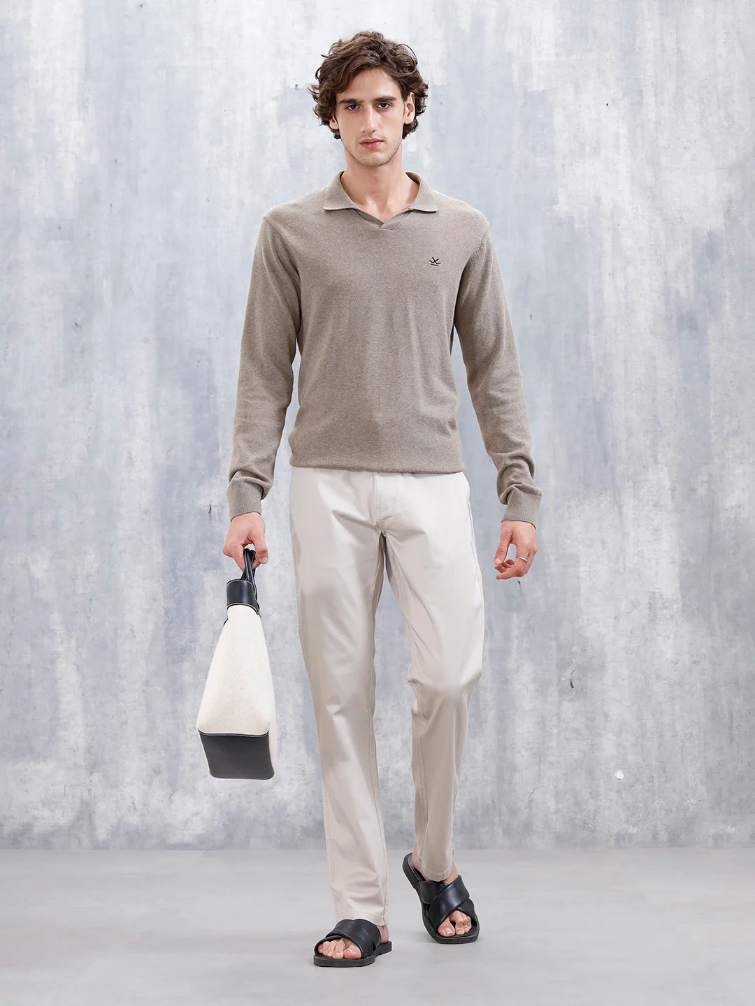 Men's Straight Fit Woven Jogger | Beige - Image 2