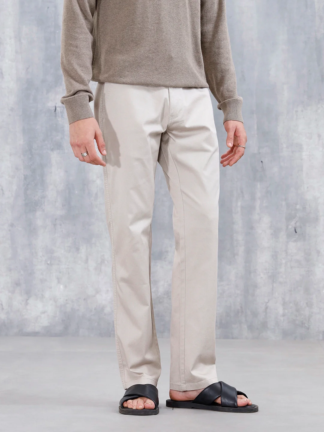 Men's Straight Fit Woven Jogger | Beige - Image 4