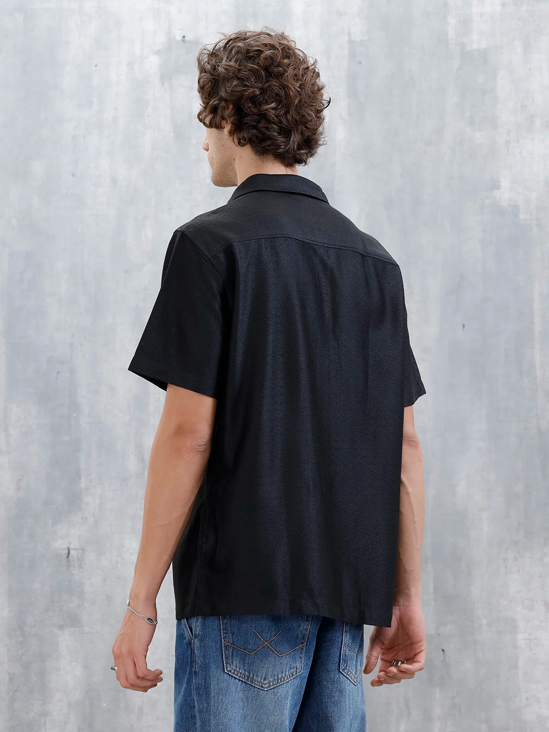 Men's Textured Casual Shirt | Black - Image 3