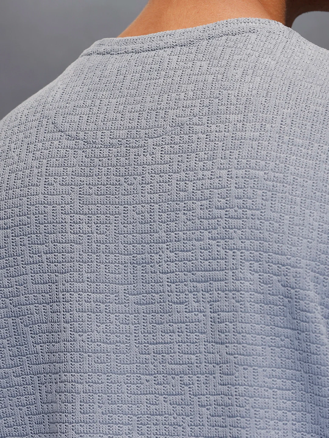 Men's Textured Oversized T-shirt  |  Blue - Image 5