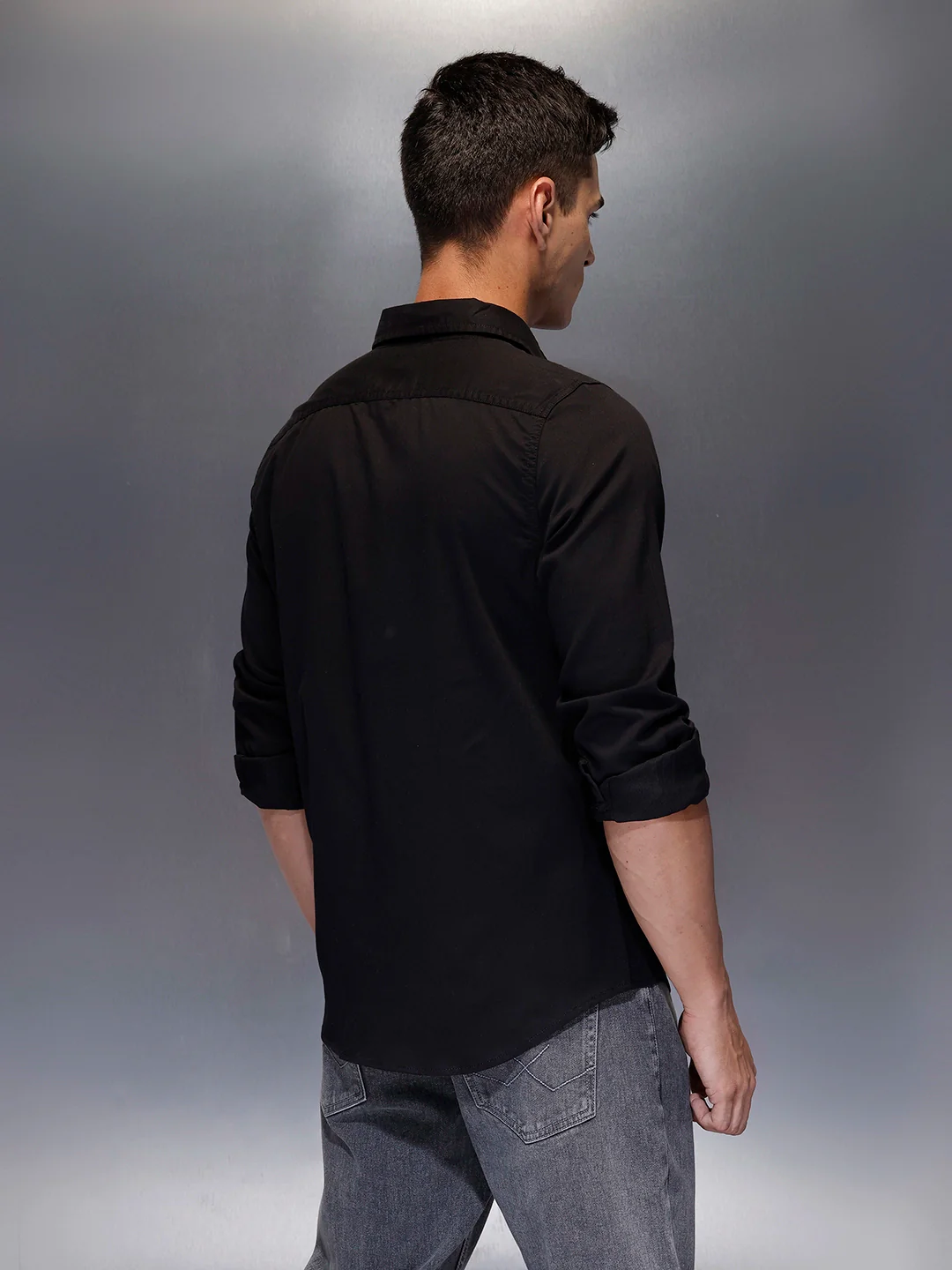 Men's utility shirt with dual chest pockets | Black - Image 3