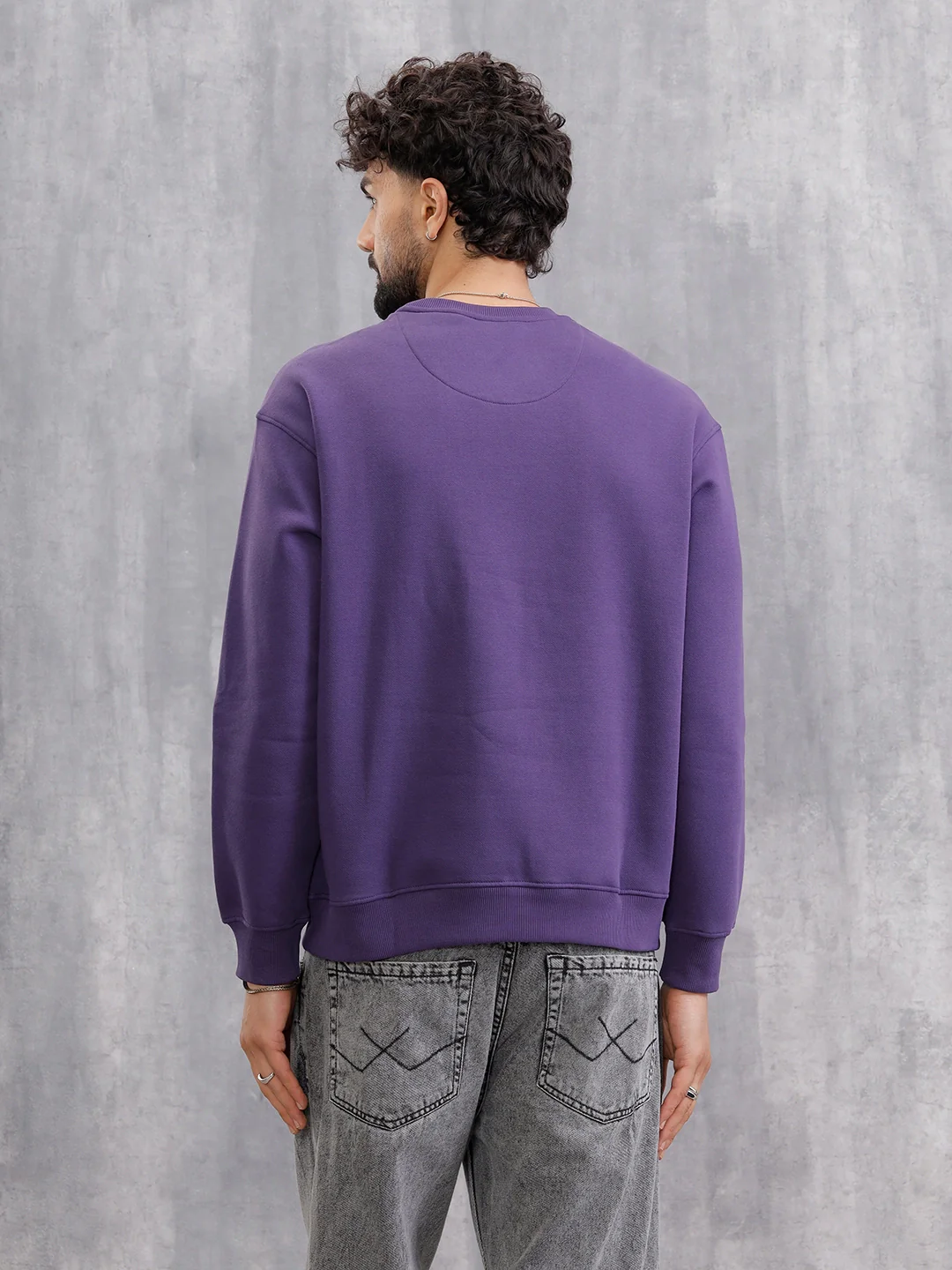 Metalic Foil Printed Sweatshirt | Purple - Image 3