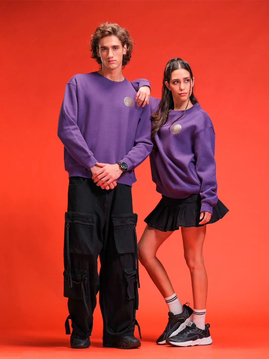 Metalic Foil Printed Sweatshirt | Purple - Image 4