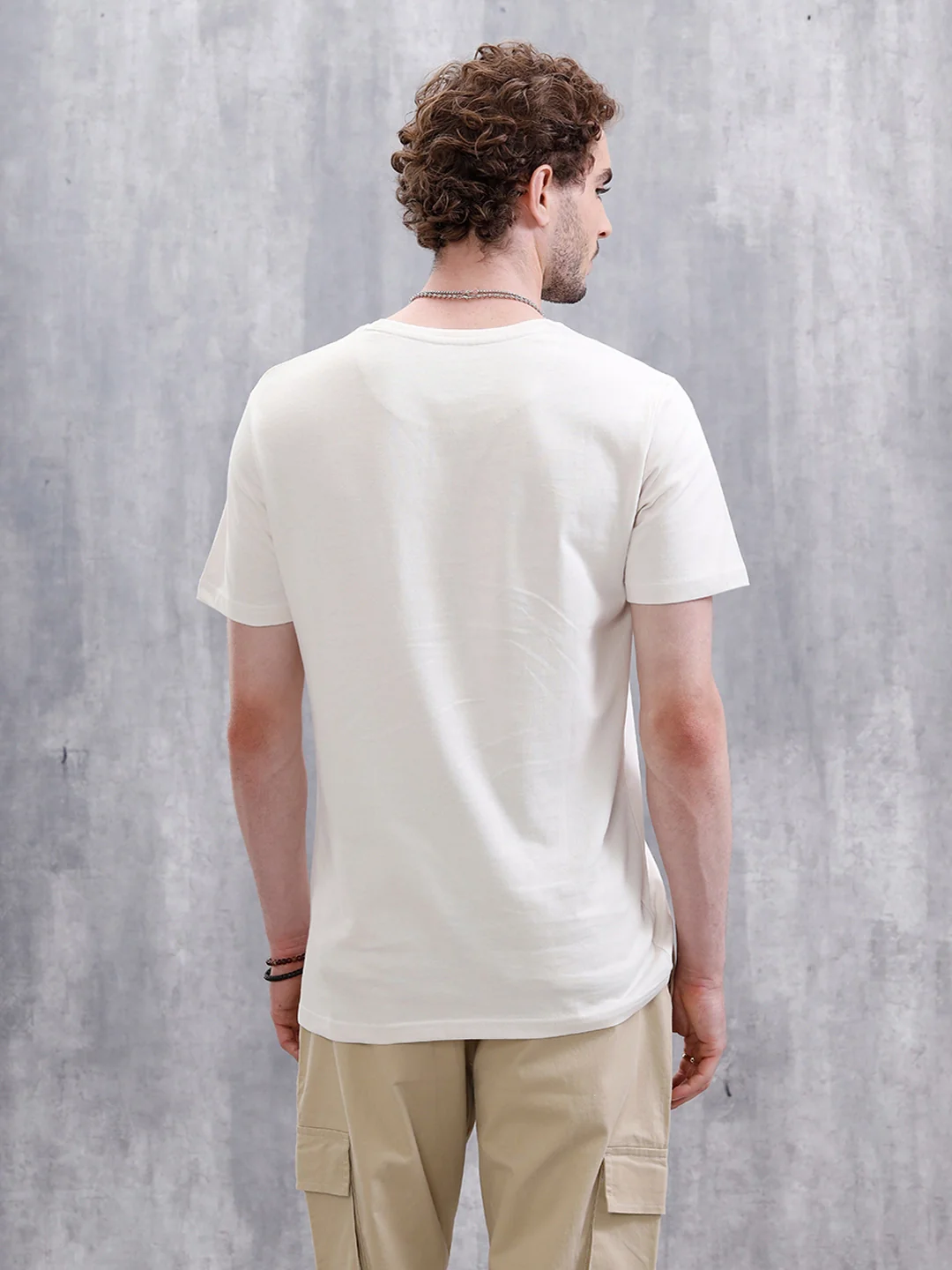 Metallic Foil Printed Slim Fit T-Shirt | White - Image 5