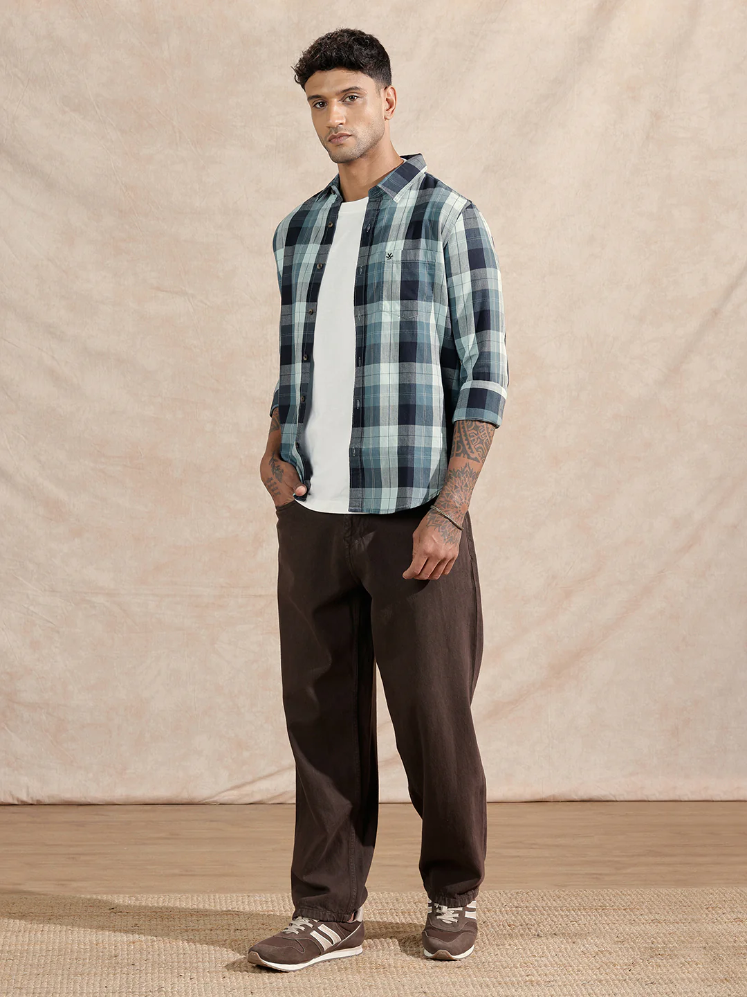 Micro Cord Checked Shirt | Green - Image 2