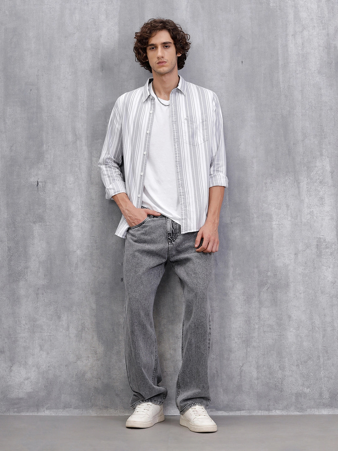 Micro Cord Stripes Shirt | Grey - Image 2