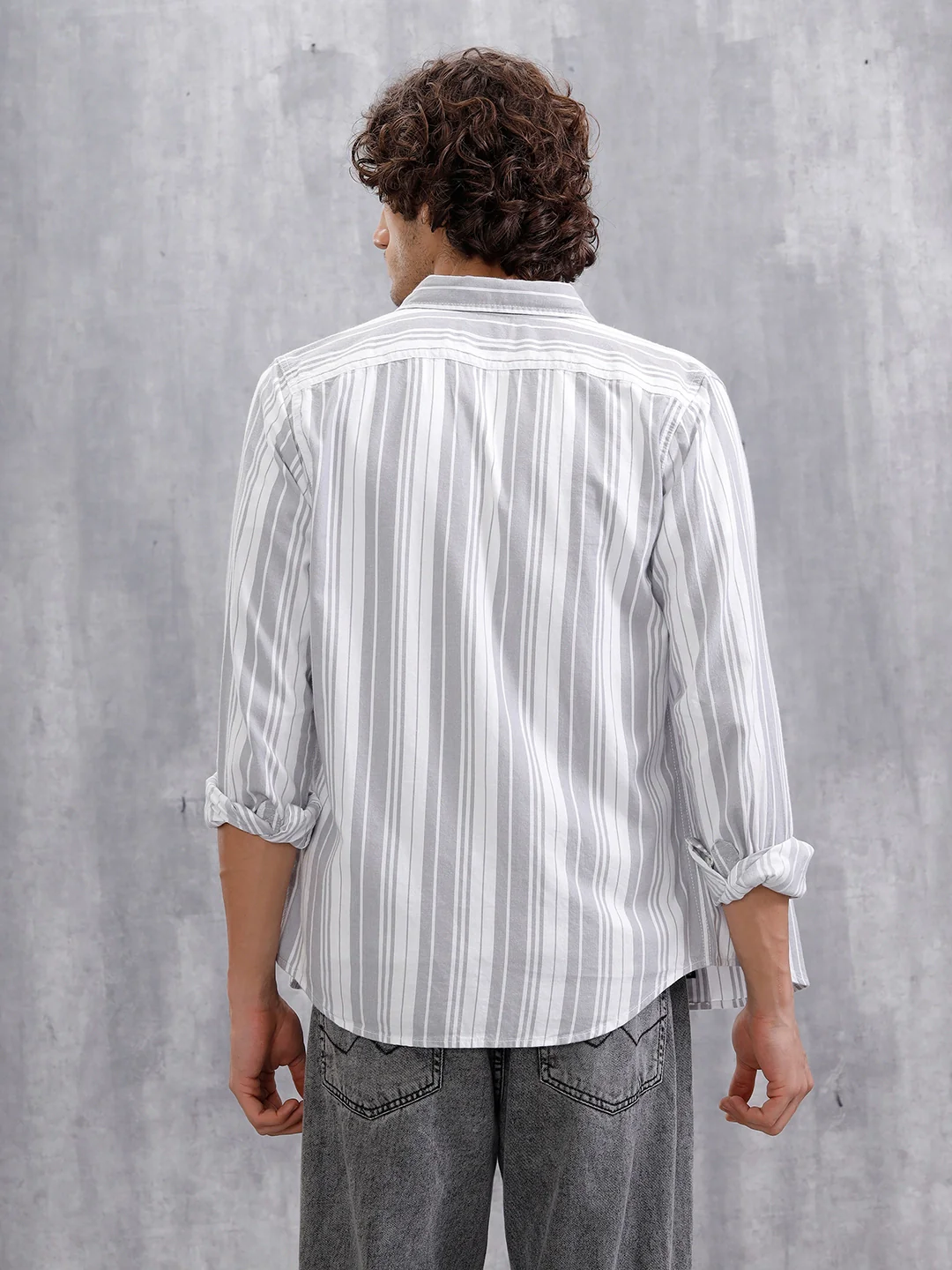 Micro Cord Stripes Shirt | Grey - Image 3