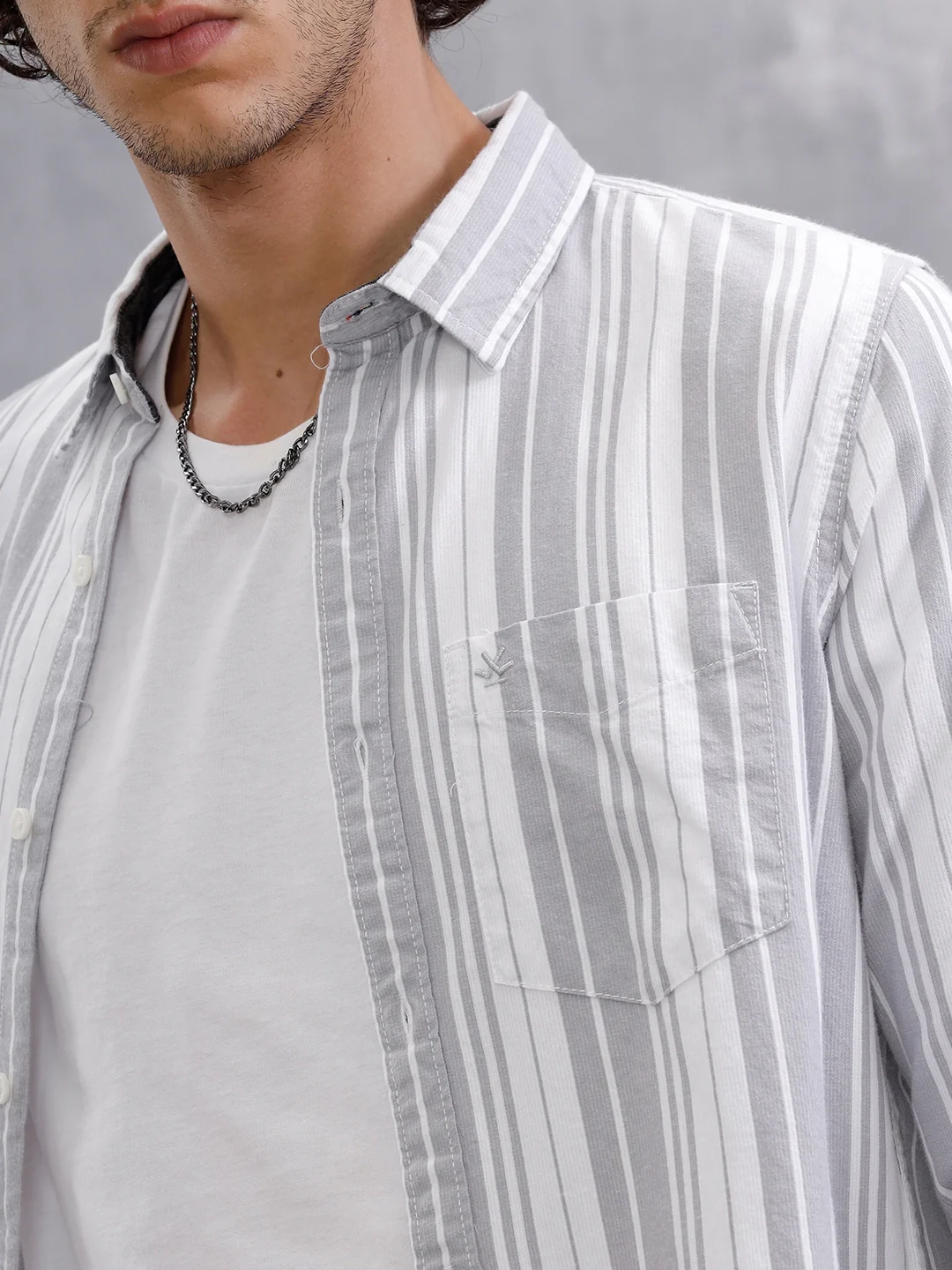 Micro Cord Stripes Shirt | Grey - Image 6