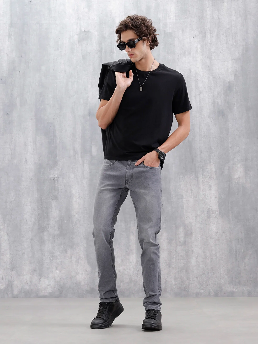 Mid Wash Casual Slim Fit Jeans | Grey - Image 2