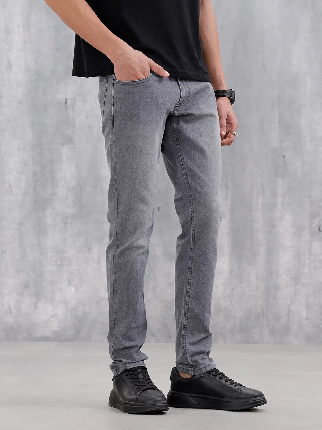 Mid Wash Casual Slim Fit Jeans | Grey - Image 4
