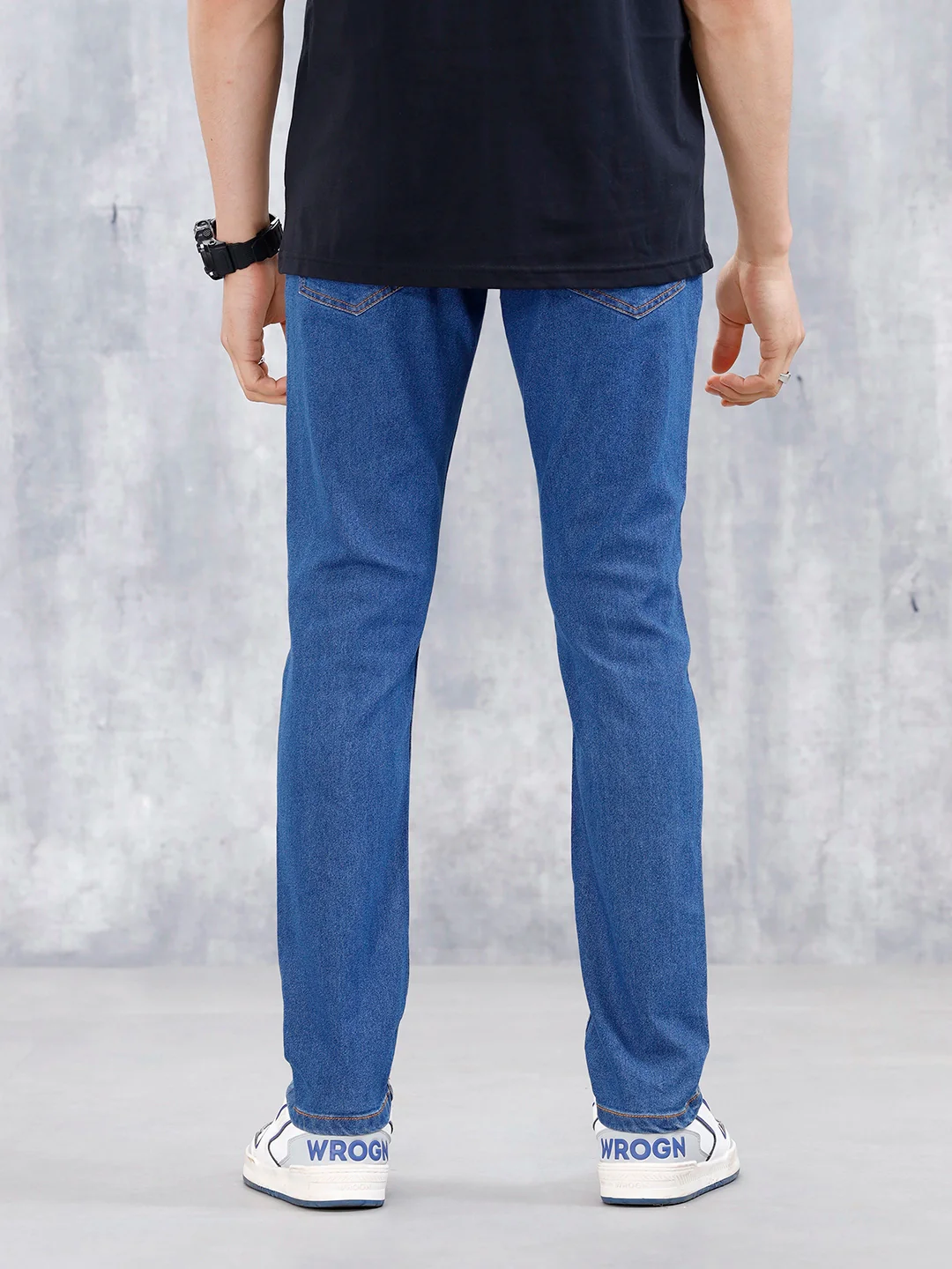 Mid Wash Men's Casual Slim Fit Jeans | Blue - Image 3