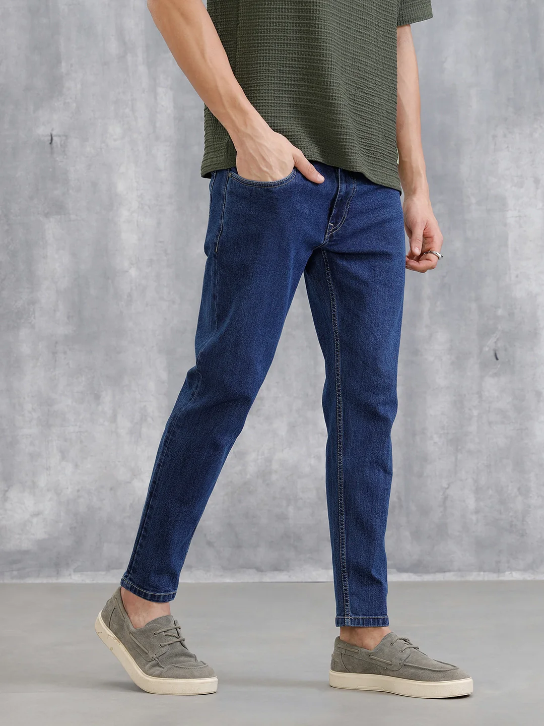 Mid Washed Skinny Crop Jeans | Med Stone - Image 4