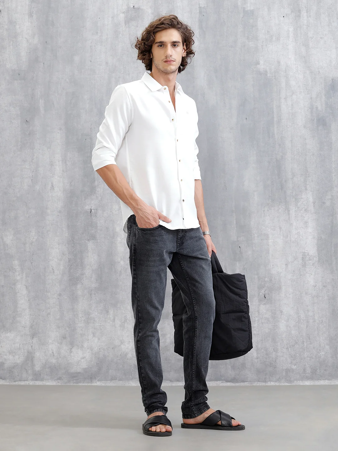 Mid Washed Slim Fit Jeans | Grey - Image 2