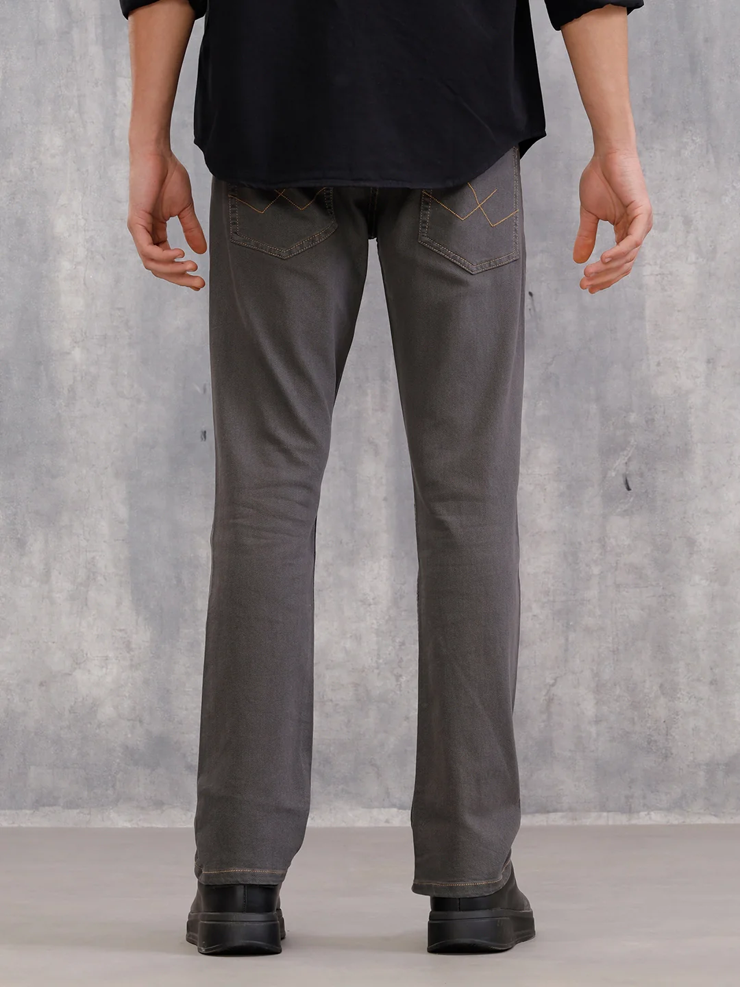 Mid Washed Straight Fit Cotton Stretch Jeans I Mid Grey - Image 3