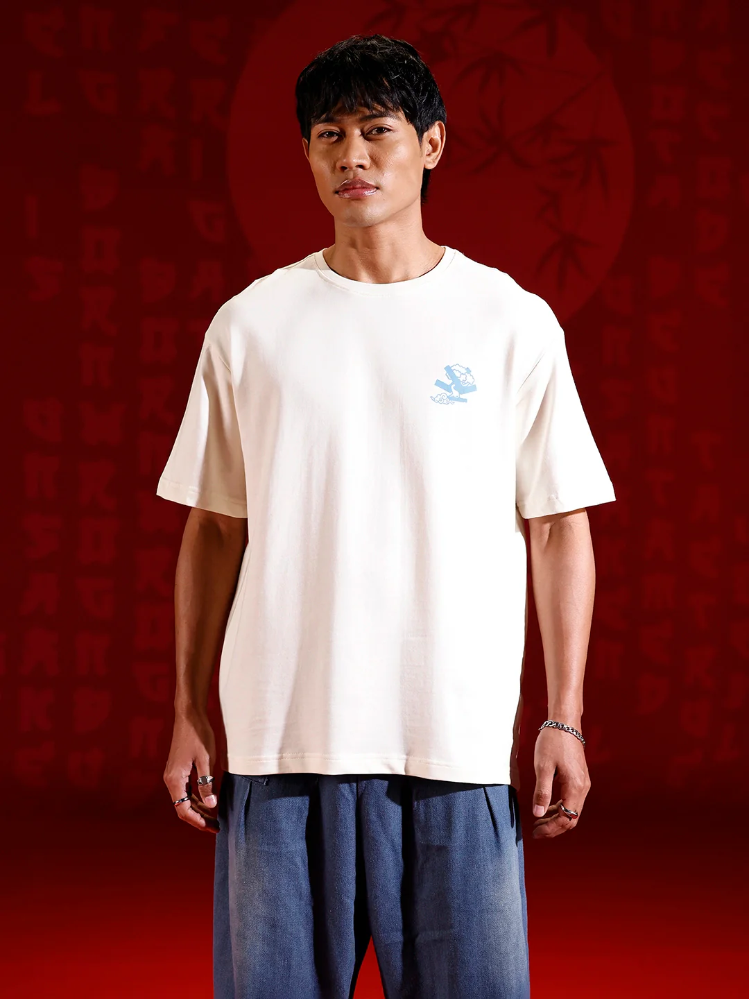 Minimal chest print T-shirt | Off white - Image 3
